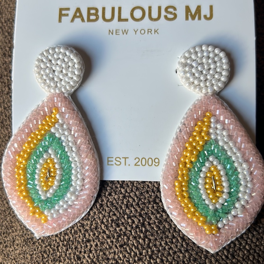 Pastel Seed Bead Teardrop Post Earrings